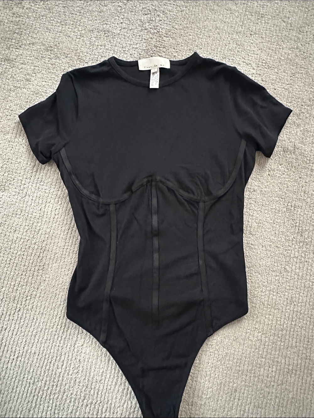 Fleur du Mal Black Short Sleeve Bodysuit